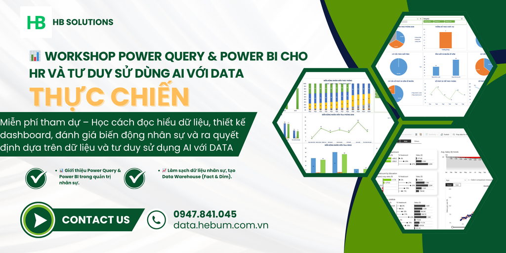 Dashboard HR Power BI – Phân tích hiệu suất và biến động nhân sự theo thời gian.